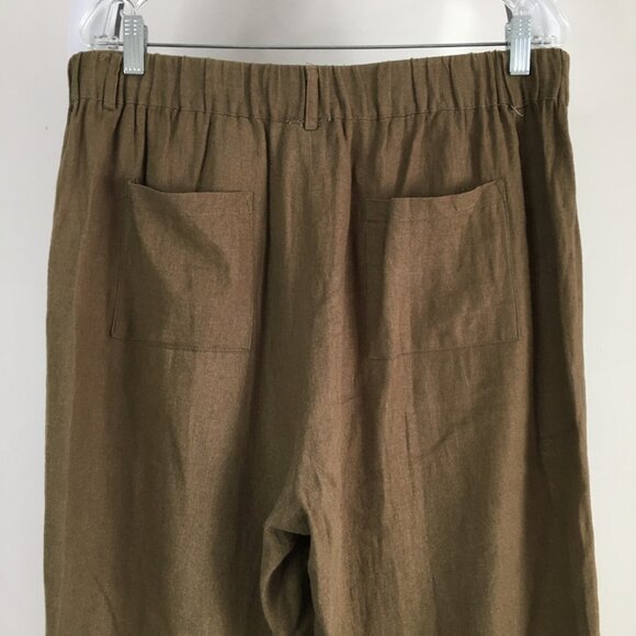 J by JOIE Brown Linen Blend Wide Leg Crop/Ankle Pant - Picture 8 of 12